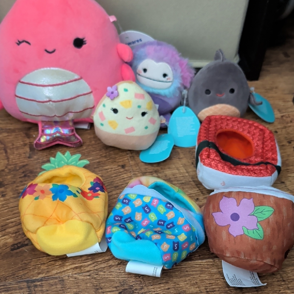 Squishmallows Pink and Gray Stuffed Animal Set